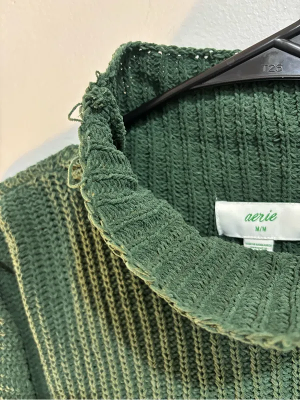 Aerie Chenille Feels Sweater Mock Neck Oversized Medium Cozy Warm Ribbed - Image 9