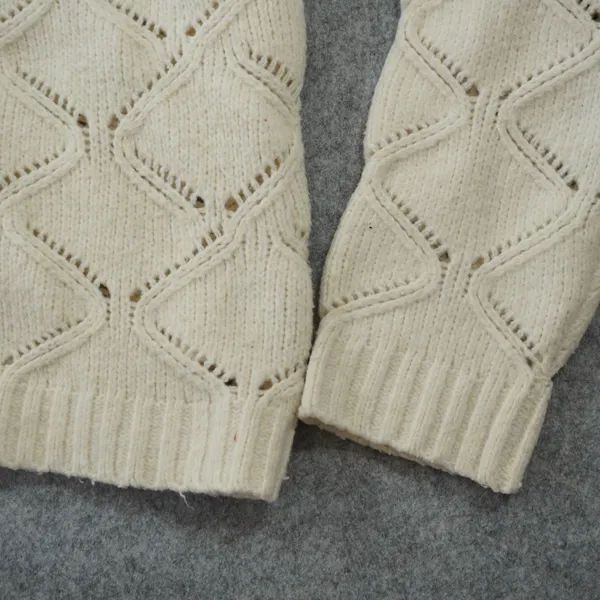 Joie Womens XL Ivory Cream Diamond Pointelle Knit Crewneck Sweater Long‎ Sleeve - Image 5