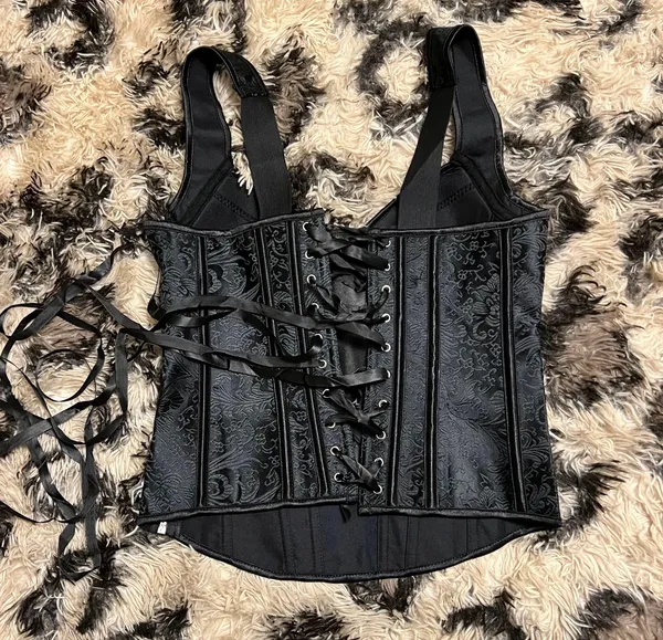 Strap corset with cups jacquard corset bustier tank top lace corset t shirt tee - Image 7