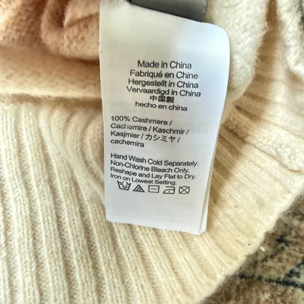 J.Crew 100% Cashmere marled sweater in stripe Henley Tan Cream Suze Sm - Image 5