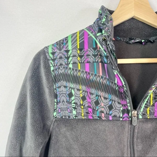 Fila Gray Colorful Stripe Fleece Full Zip Athletic‎ Jacket XS - Image 3