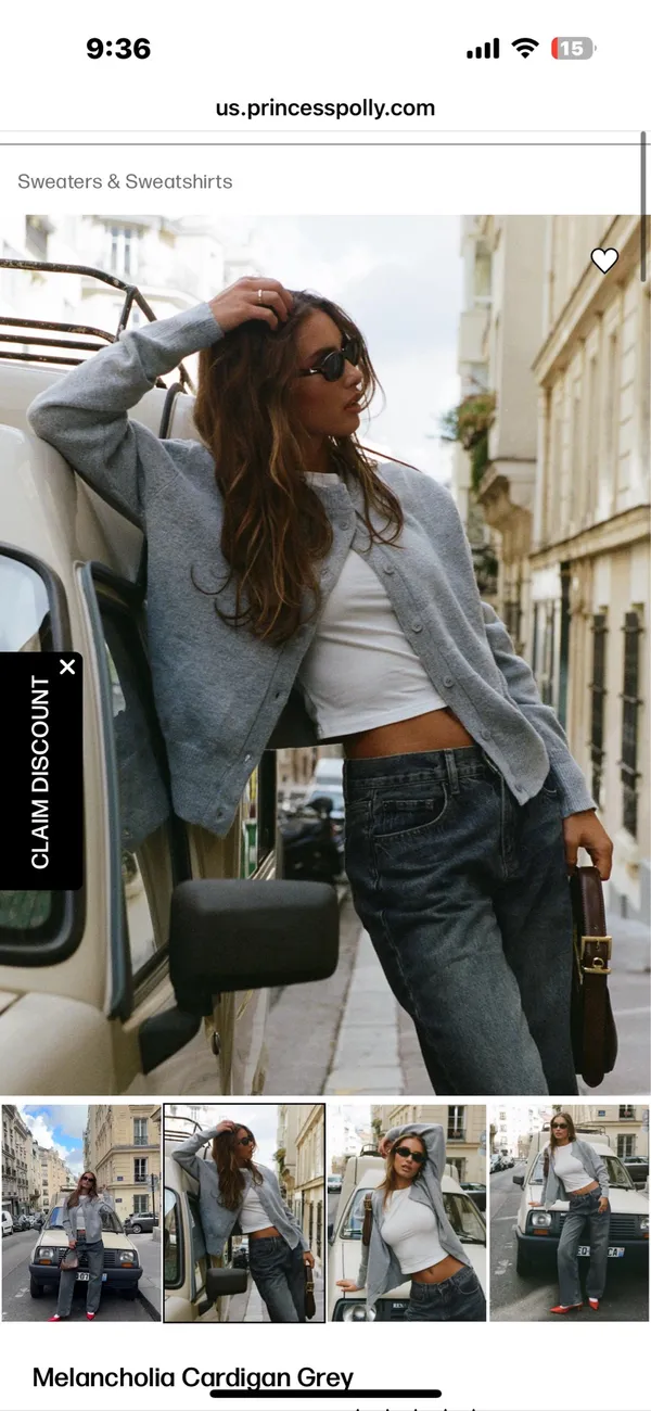 Princess Polly Gray Cardigan - Image 2