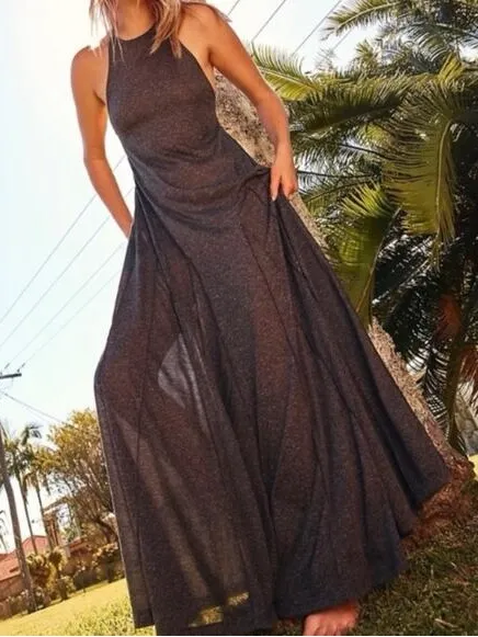 Free People Beach August Nights Racerback Dress in Heather Gray - Image 2
