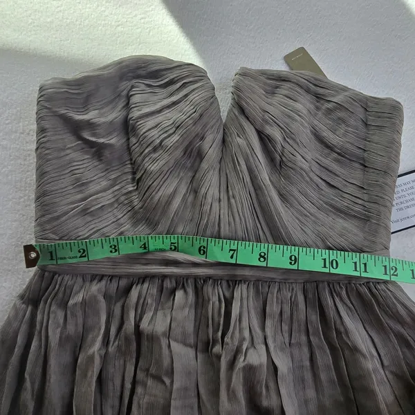 J. Crew NWT 47S Nadia Strapless Silk Chiffon‎ Dress Graphite Grey Notched Size 0 - Image 9