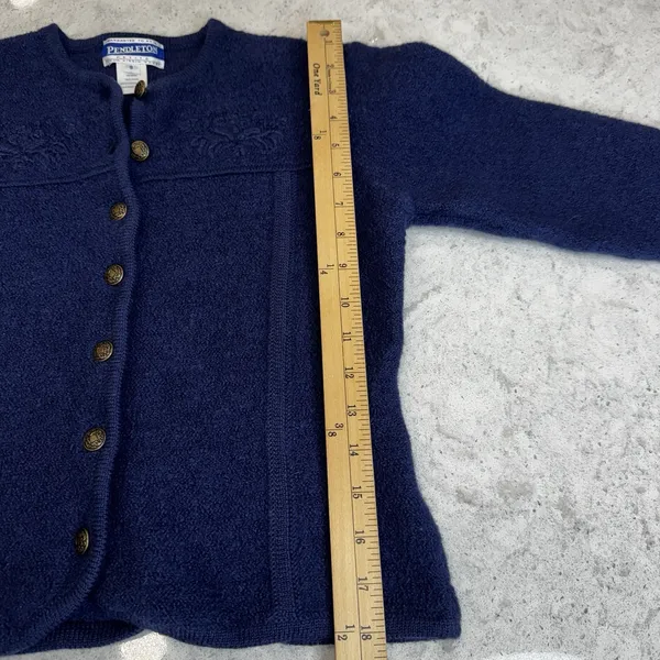 Vintage Pendleton Blue Wool Tailored Cropped Button-Up Jacket Preppy‎ XS-S - Image 9