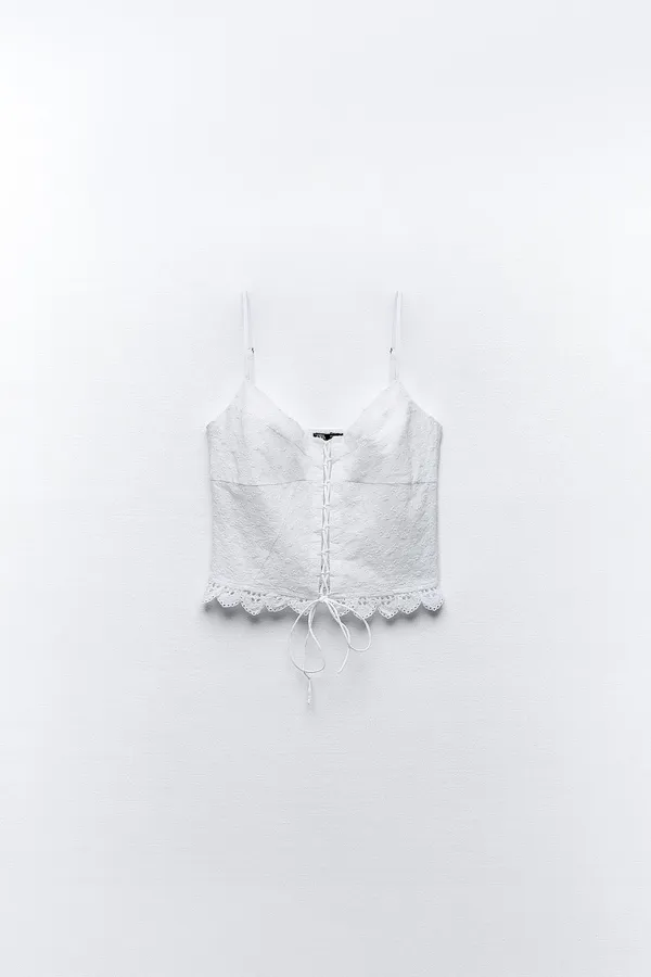 white ZARA floral embroidered tank top - Image 6
