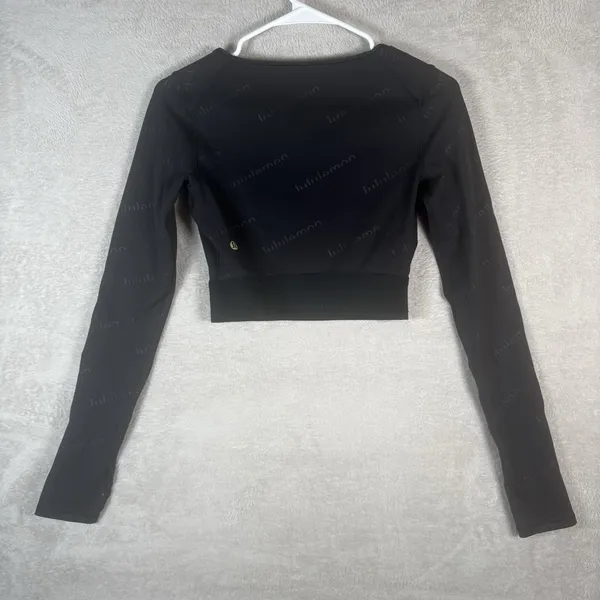 Lululemon Wunder Train Cropped Long‎ Sleeve Shirt Logo Special Edition Size 4 - Image 4