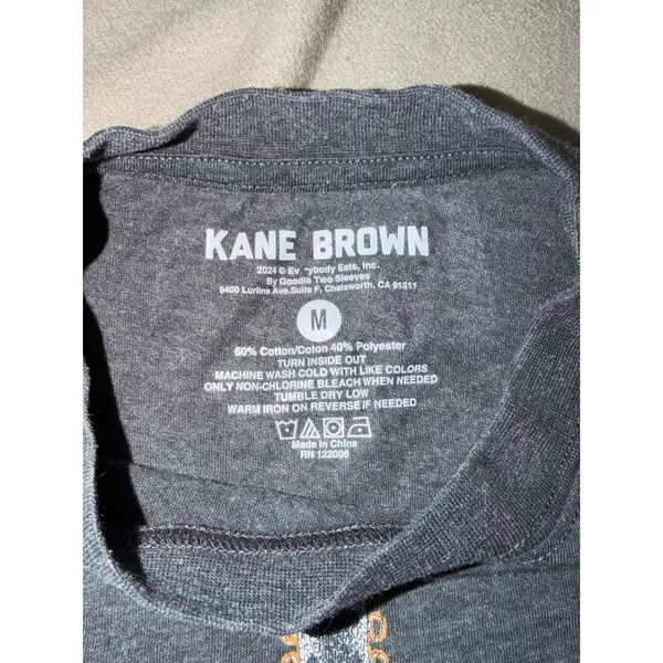 Kane Brown Drunk or Dreaming Tour 2024 Graphic T-Shirt Gray Women's Medium - Image 3