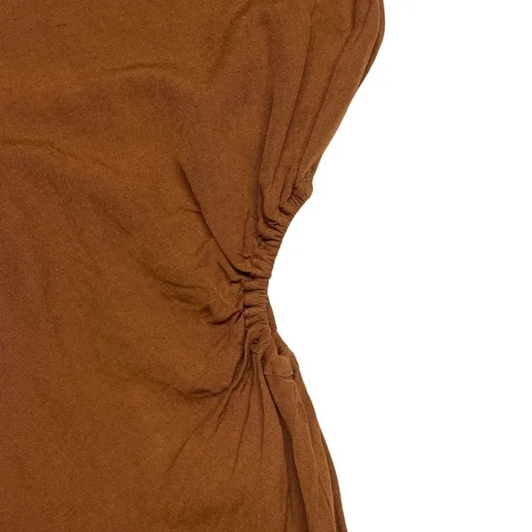 Zara Cut-Out Linen Blend‎ Midi Dress Rust Brown Women's XS EUC - Image 5