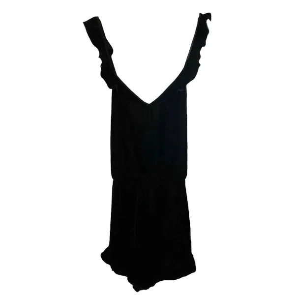 NWT Taylor Black One Piece Velvet Ruffle Trim Cross Back‎ Romper Sz 12-Flawed - Image 8