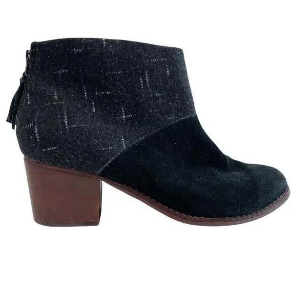 TOMS Gray Ankle Heels Boots Sz 9 Zip‎ Back Tassel Women's - Image 2