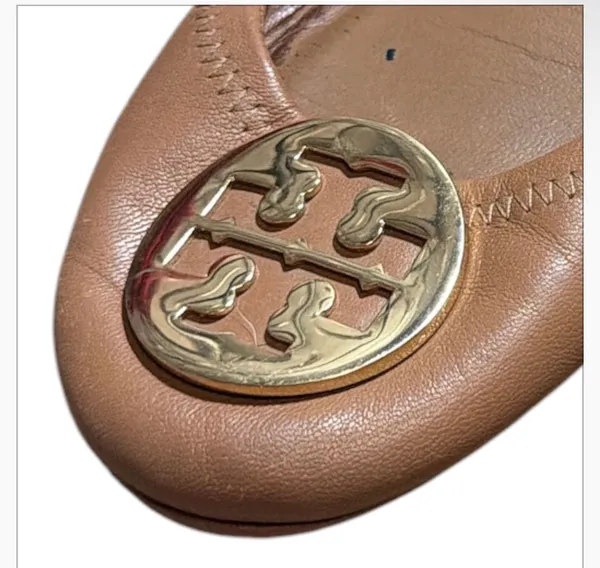 Tory Burch Minnie Travel Nappa Leather Ballet Flats in Tan - Image 3