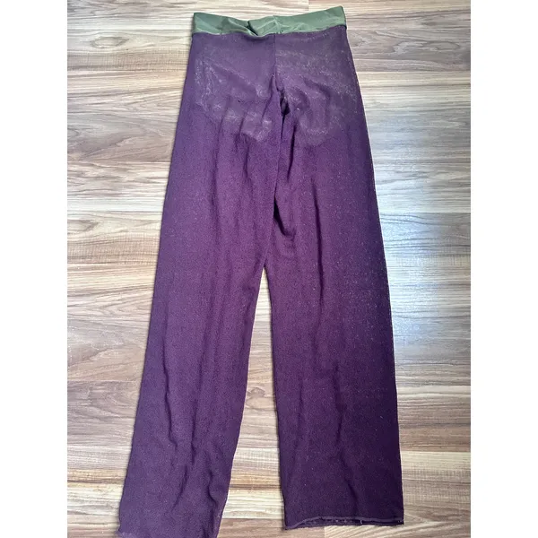 Chamy Purple Sheer Pants with Lining Green Yoga Waistband Vintage - Image 4