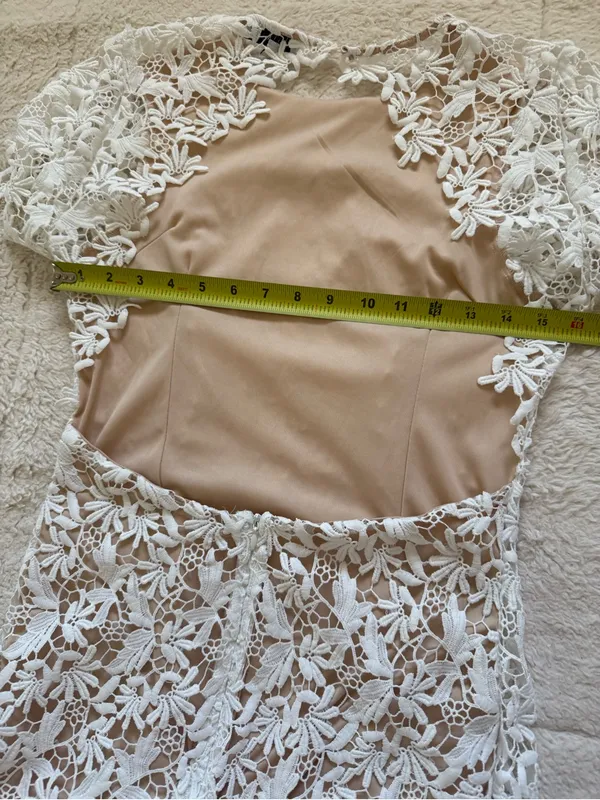 NSR White Floral Lace Midi Dress Open Back Bridal Wedding Cocktail NWT Style - Image 13