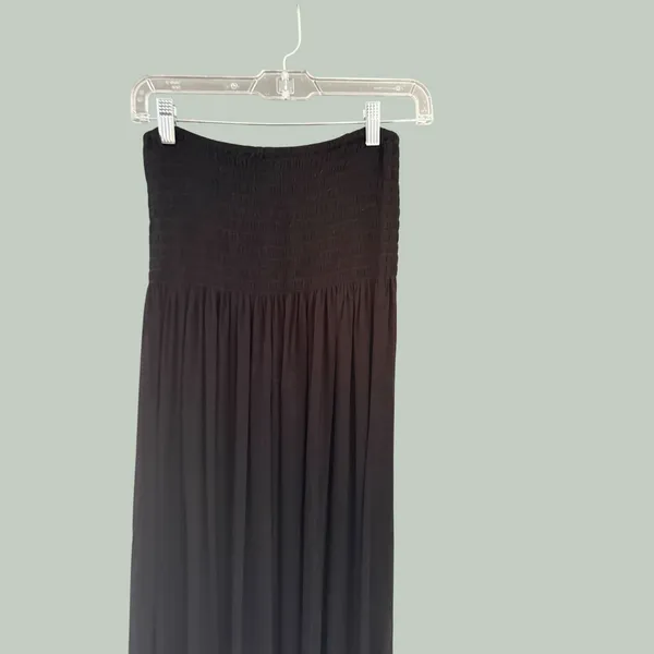 Mr‎ Buho Womens Smocked Strapless Midi Dress Black Rayon Convertible Dress L - Image 2
