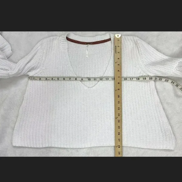 Free People V Neck Bell Sleeves Knit Sweater - Image 4
