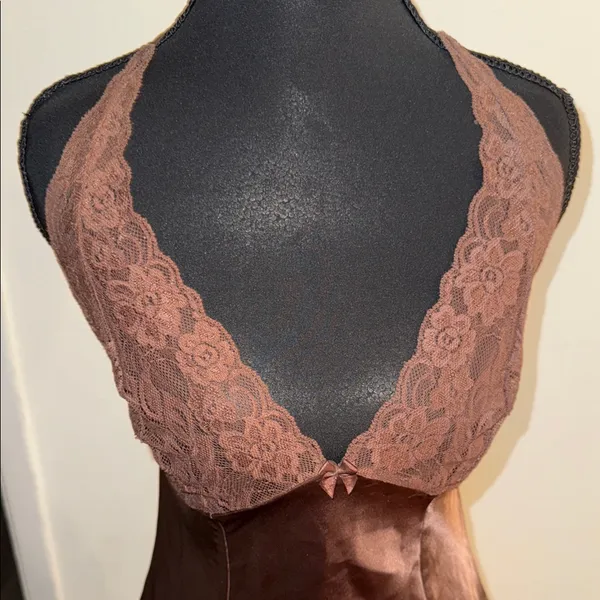 Frederick's of Hollywood Elegant Brown Lace Trim Nightgown - Image 7