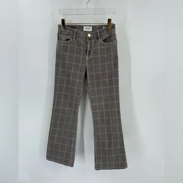 FRAME Le Crop Mini Boot Window Pane Plaid Pants Size 24‎ - Image 3