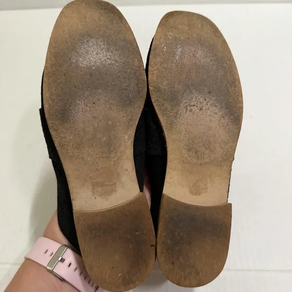Free People At Ease Slide Shoes Womens Size 6 36 Black Suede Square Toe Mules - Image 7