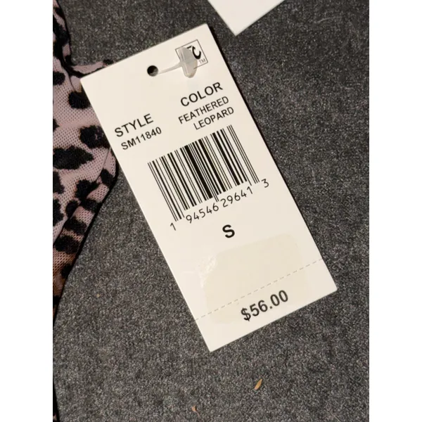 Steve Madden Womens Feathered Leopard Mesh Bodysuit SM11840 Brown Animal Sz S - Image 6
