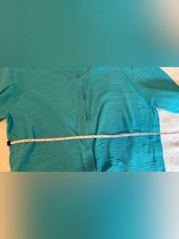 LOFT Teal Crewneck Button Cardigan - Image 4