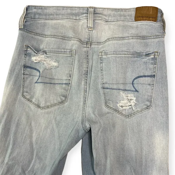 American Eagle Light Wash Distressed Super Hi-Rise Jegging Crop Jeans Sz‎ 4 - Image 10