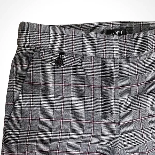 LOFT Glen Plaid Check Wide Leg Trousers - Image 8