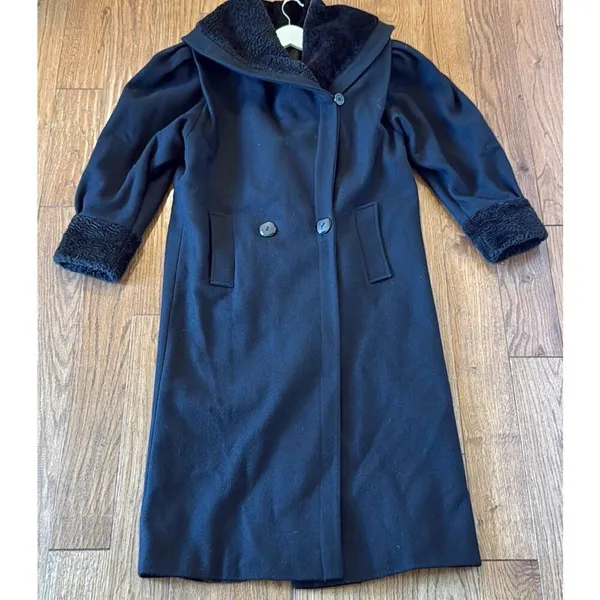 Fashion By Jill black 1970’s Vintage Union maker tag wool peacoat - Image 3