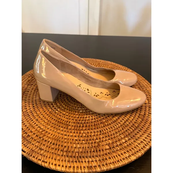 CL by‎ Laundry Nude Patent Block Heel Pumps Round Toe Shoes Size 8.5 ACF-001 - Image 6