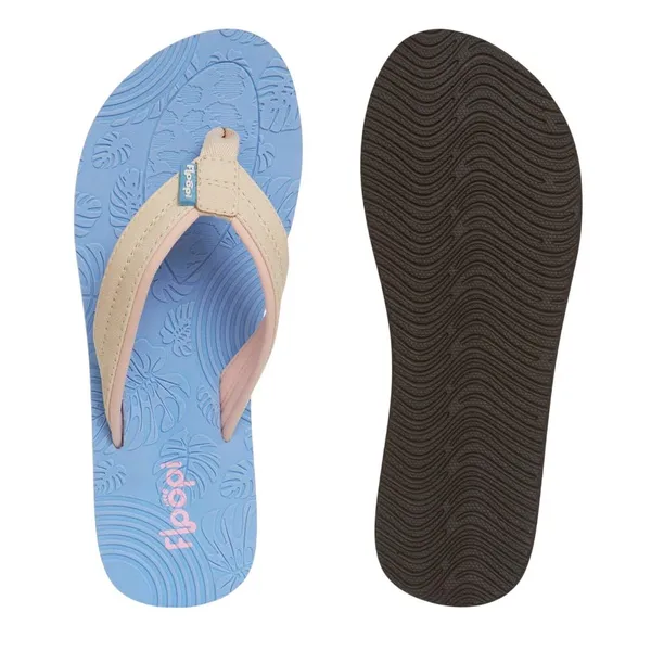 NWT Floopi Women Durable EVA Floral Textured Flip Flops Blue 6M - Image 4