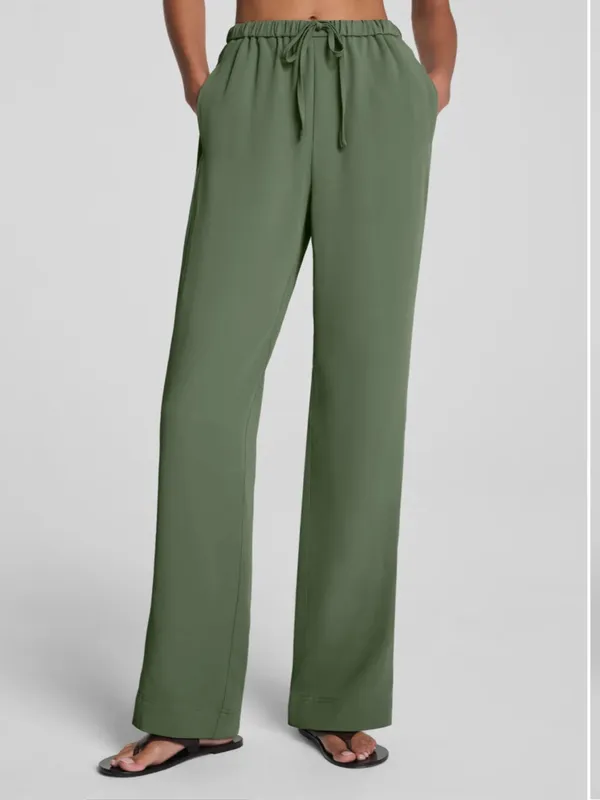 SPANX CarryOn Pant Wide Leg Drawstring Eucalyptus Green size Large - Image 2