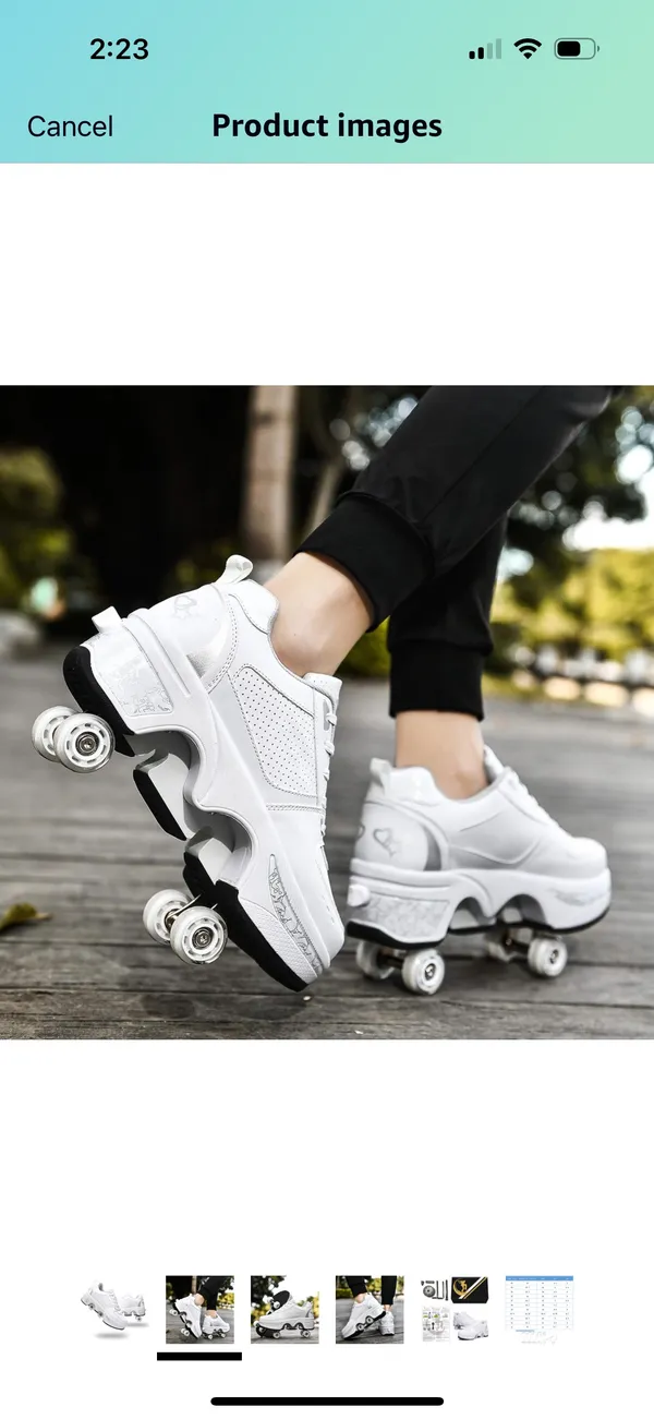 Roller Skate Walking Shoes White Size 7 - Image 2