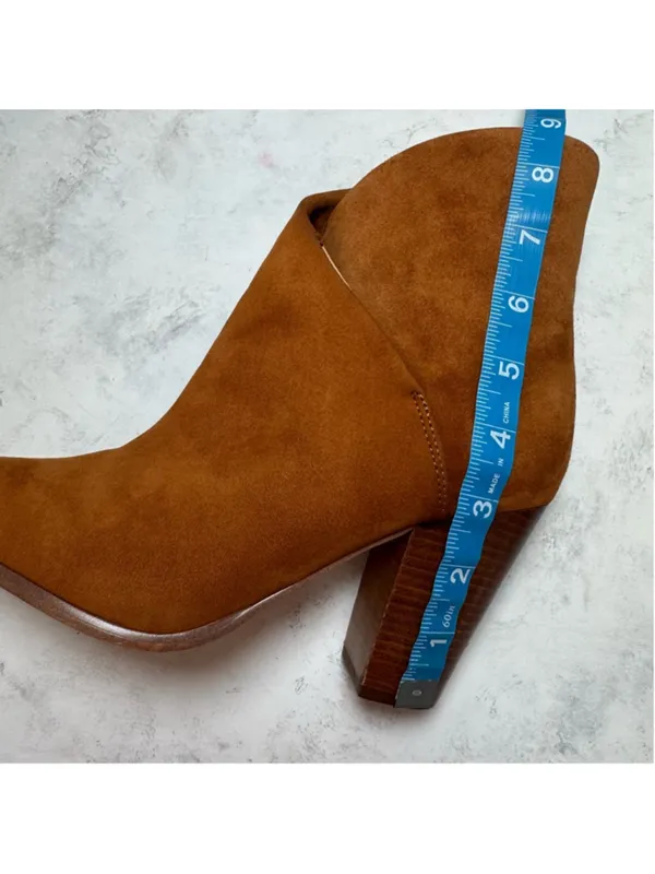 Joe's Jeans Trisha Suede Ankle Boots Brown Stacked Heel Size 7.5 - Image 11