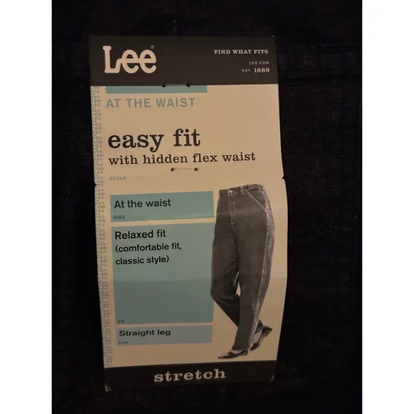 Lee Easy Fit Straight Leg Jeans Black Hidden Elastic Waistband NWT‎ 12M Stretch - Image 5