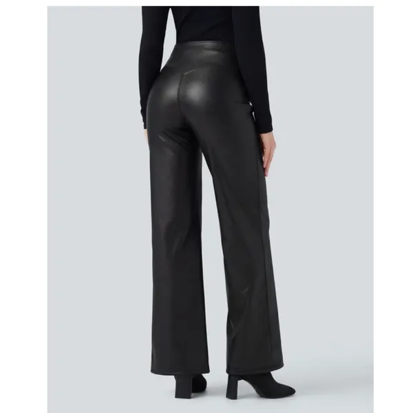 Halara XL High Waisted Tummy Control Stretchy PU Fleece Casual Flare Pants NWOT - Image 3