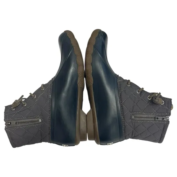 Sperry Saltwater Duck Boots Womens 9 Gray Navy Quilted Rubber Outdoor STS9327F - Image 5