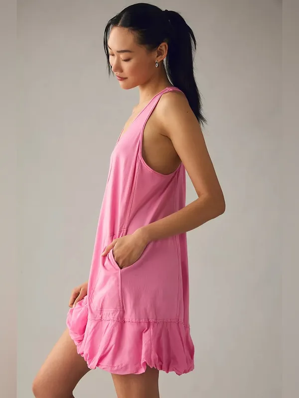 Daily Practice Anthropologie Bubble- Hem Dress Pink - Image 3
