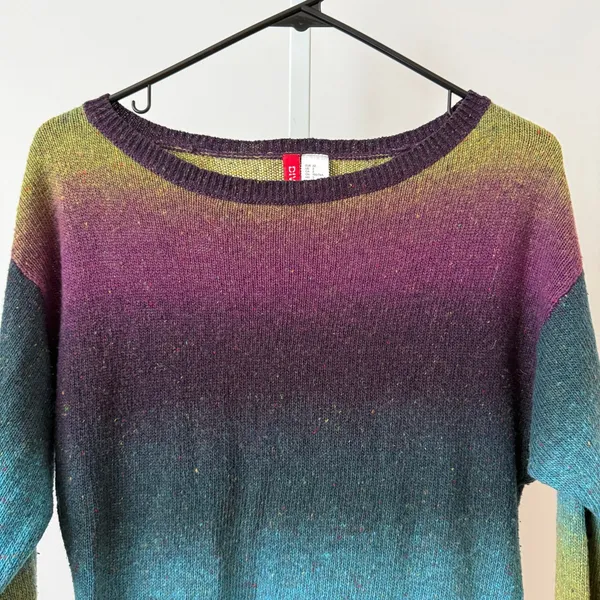 90s Grunge 2 Multicolor‎ Ombre Knit Sweater Speckled Rainbow Kurt Kobain Grunge - Image 2