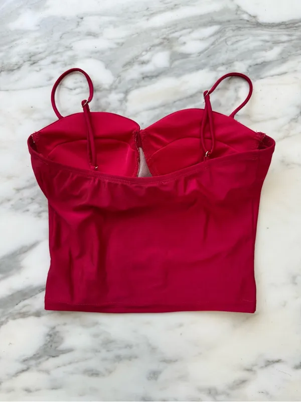 Haute Monde red bustier corset push up tank top • Sz M - Image 3