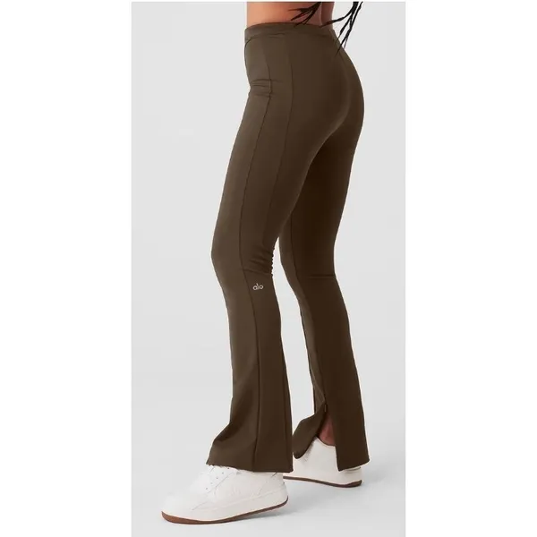 Alo High-Waist 7/8‎ Zip It Flare Legging Brown XXS - Image 9