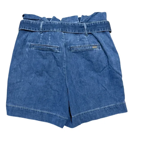 White House Black Market Paperbag Waist Denim Shorts Medium Wash Blue Size 2 - Image 3