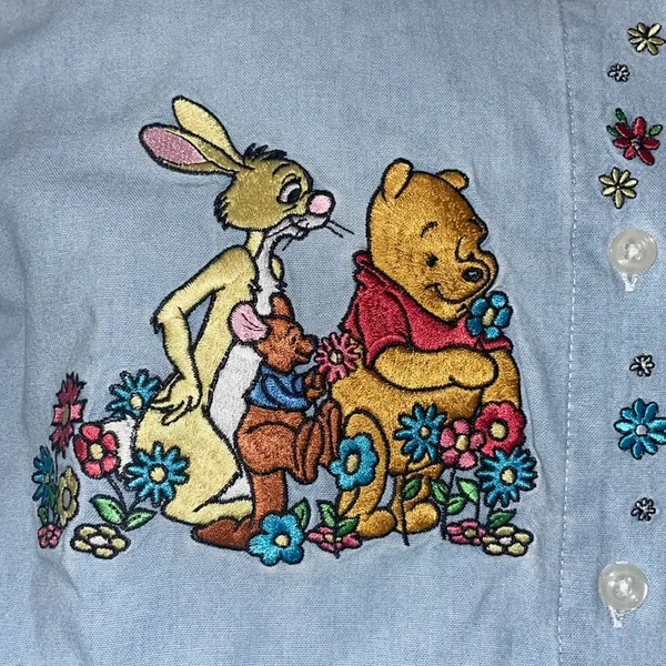 Disney Vintage Winnie the Pooh Chambray long sleeve button down shirt - Image 7