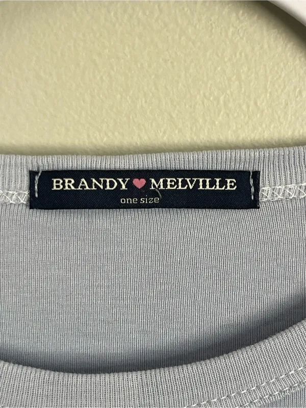BRANDY MELVILLE Lavender Purple Long Sleeve Lettuce Hem Ribbed Crew Top Sz OS - Image 6