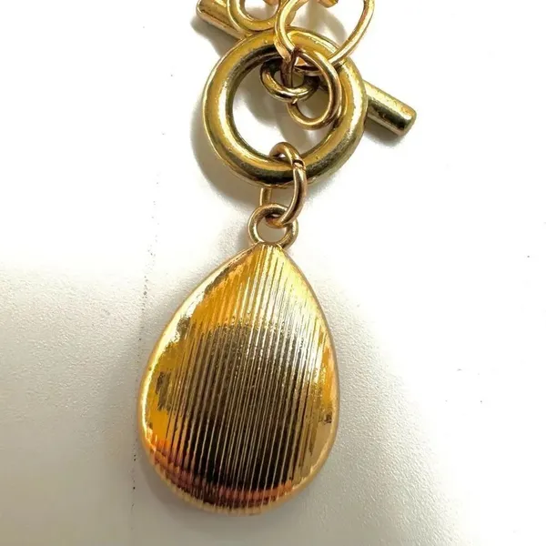 Gold tone grey rhinestone teardrop pendant necklace - Image 7