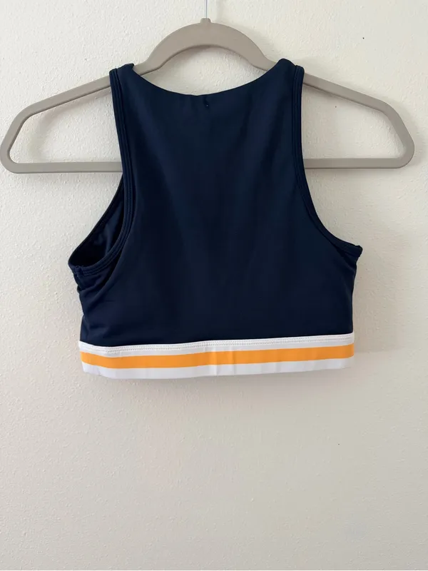 NWT WILO the Label Athletic Preppy Navy Marigold Contour High Neck Bra -small - Image 3
