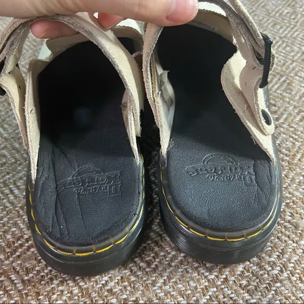 DR MARTENS Carlson Mules Shoes CREAM WARM SAND SUEDE LEATHER SZ 7L Boho Preppy - Image 10