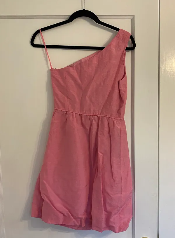 J Crew Pink One Shoulder Bubble Mini Dress - Image 6