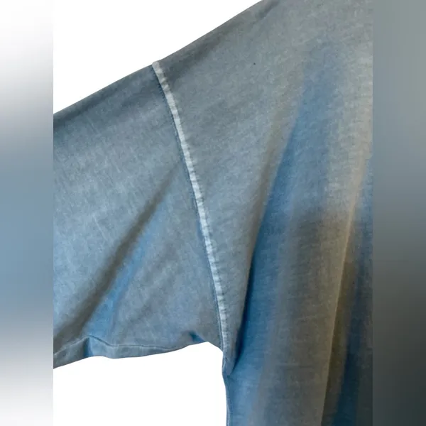 WE THE FREE Blue Distressed Washed Cotton Long Sleeve Tee T-Shirt Top - Sz Small - Image 5
