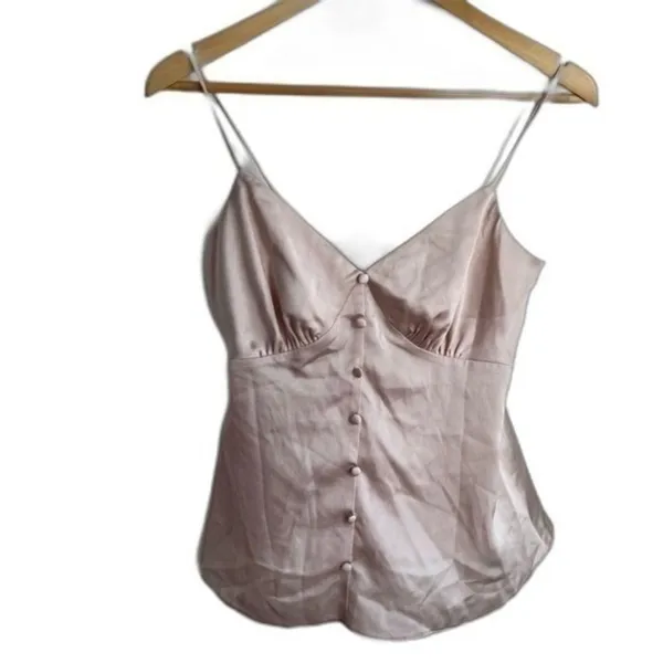 River Island Satin Button Front Cami Top Champagne Size 2 - Image 11