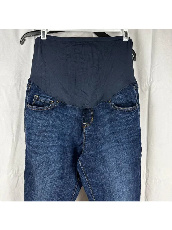 Old Navy Maternity Skinny Jeans Full Panel Adjustable Waist Dark Wash Size 8 - Image 4